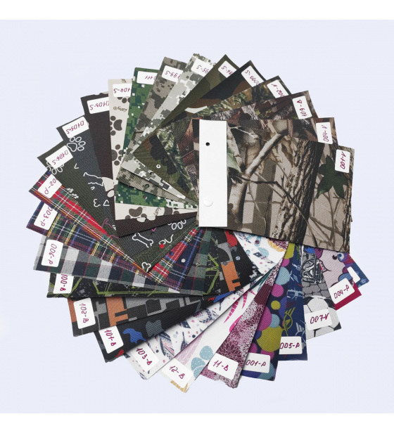 Sample of waterproof fabrics Kodura 600x300, patterns, 15x20 cm