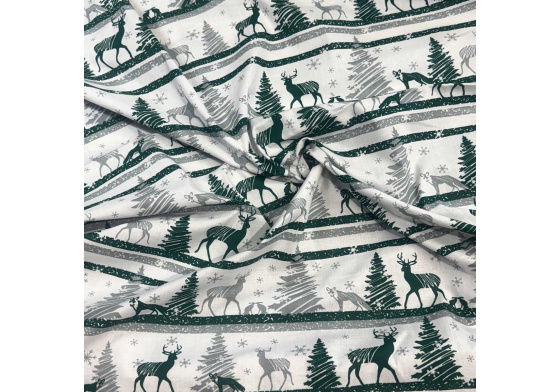 Christmas cotton fabric, by the meter, width 160 cm, Christmas pattern color Green 03