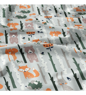 Cotton fabrics, by the meter. Animals on the Gray