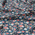 Cotton Fabric Pink Flowers and Foxes on Blue