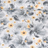 Cotton Fabric Flowers GrayYellow on White