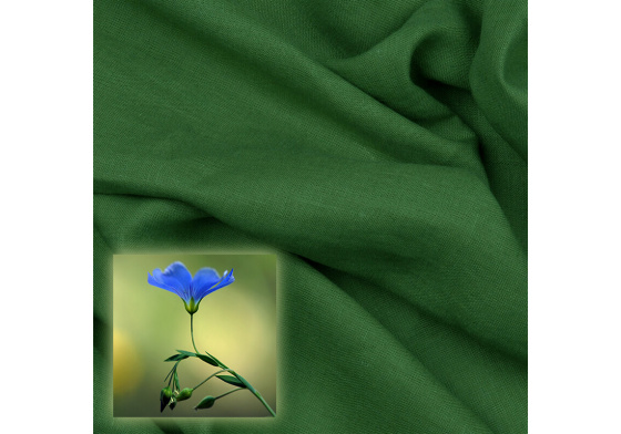 Natural linen fabric Oskar, Green, 265 gr/m2