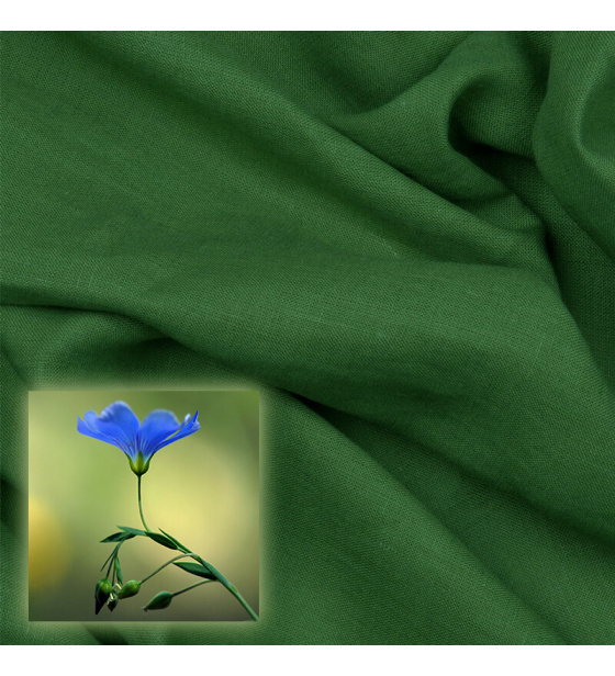Natural linen fabric Oskar, Green, 265 gr/m2