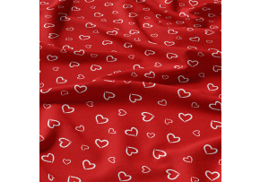 Decorative cotton fabric, by the meter, White Hearts on Red Decorative cotton fabric, by the meter, White Hearts on Red