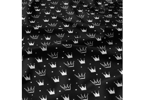 Children's Cotton Fabric Crowns White on Black