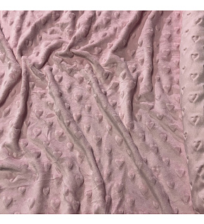 Minky fabric with hearts, 320 g/m², width 160 cm, by the meter, light pink