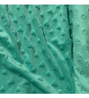 Minky fabric with hearts, 320 g/m², width 160 cm, by the meter, mint Minky fabric with hearts, 320 g/m², width 160 cm, by the meter, mint