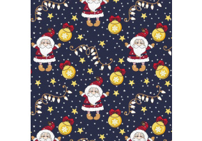 Christmas cotton fabric, by the meter, width 160 cm, Christmas pattern on Navy Blue