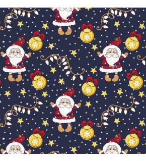 Christmas cotton fabric, by the meter, width 160 cm, Christmas pattern on Navy Blue
