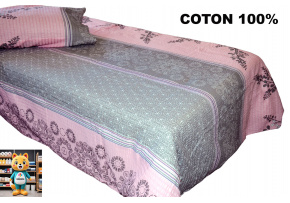 Crepe bedding with zipper, color Pink, 140x200 cm