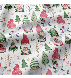 Christmas cotton fabric, by the meter, width 160 cm, Christmas pattern on White