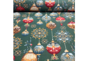 Christmas cotton fabric, by the meter, width 160 cm, Christmas Toys on Green Christmas cotton fabric, by the meter, width 160 cm, Christmas Toys on Green