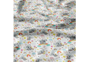 Cotton fabrics, by the meter. Pandas on the Rainbow on White