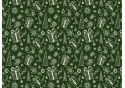 Christmas cotton fabric, by the meter, width 160 cm, Christmas pattern on Green