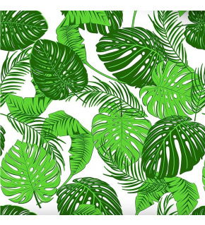 Cotton fabric 100% cotton, 125 g/m², width 160 cm, green leaves on white