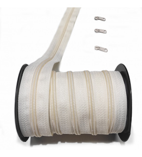 Ecru spiral zipper 5 mm by the meter