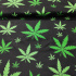 Cotton Fabric Leaves Green on Black