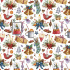 Christmas cotton fabric, by the meter, width 160 cm, Christmas pattern on White