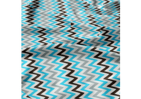 Decorative children's cotton fabrics, by the meter. Zigzag Blue, Gray, and Black