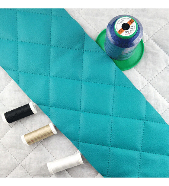 Eco-leather color turquoise quilted with ultrasound, faux leather 1.35 m x 0.27 m