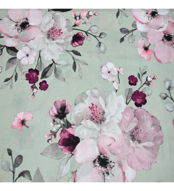 Dekorační dětská bavlněná látka vzor kytičky na šedém