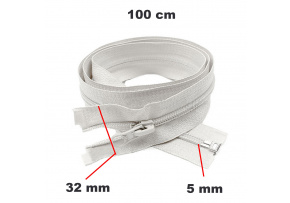 Spiral Zipper Detachable White 5 mm length 100 cm