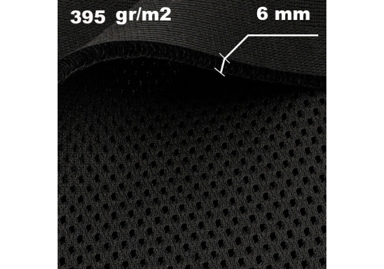 3D Mesh Knitted 395 gr/m2 Black, 6mm