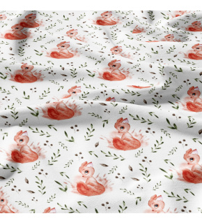 Cotton fabrics, by the meter. Squirrel on White