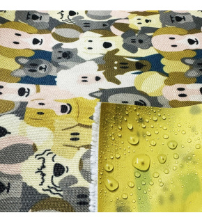 Waterproof fabric Kodura PVC coating 600D, 360 g/m², width 150 cm, dogs on cream