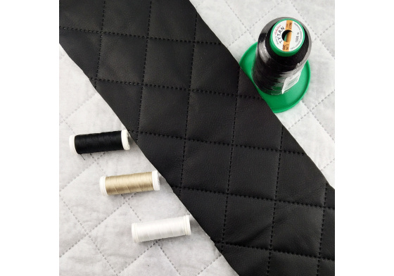 Eco-leather color black quilted 1.45 m x 0.35 m