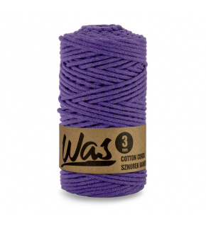 Cotton cord 3mm, 100m, PURPLE