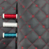 Eco-leather MIX 3x3 cm graphite color quilted with red threads, by the meter, 145 cm