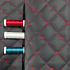 Eco-leather MIX 3x3 cm, graphite color, quilted with red threads, 1.3 m x 0.55 m