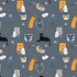 Cotton fabrics, by the meter. Milk Cats on Graphite