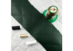 Eco-leather color Green quilted with ultrasound, faux leather by the meter