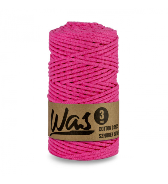 Bavlněná šňůra 3mm, 100m, FUCHSIE