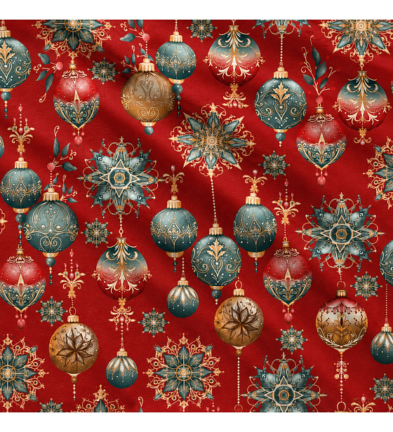 Christmas cotton fabric, by the meter, width 160 cm, Christmas Toys on Red
