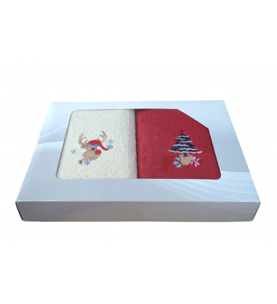 Sada ručníků Froté 2 ks, barva  Zelená a Ecru