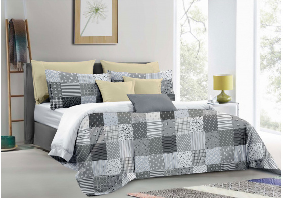 Flannel bedding with zipper, color Gray, 140x200 cm