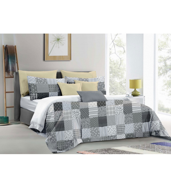 Flannel bedding with zipper, color Gray, 140x200 cm