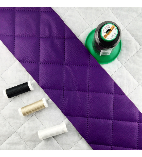 Ultrasonically quilted eco-leather, color purple, by the meter