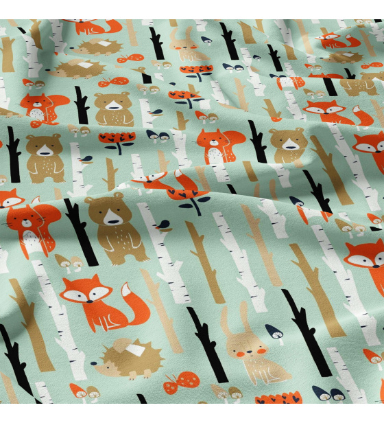 Cotton fabrics, by the meter. Animals on Mint