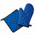 Kitchen Oven Mitt and Pot Holder, Blue Polka Dot