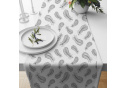 Decorative cotton fabric, by the meter, Grey Feathers on White