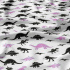 Cotton fabric, by the meter. Dino Black-Purple on White