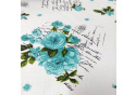 Cotton Fabric Flowers Turquoise on White