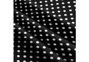 Children's cotton fabrics, by the meter. Dot 10 mm, White on Black