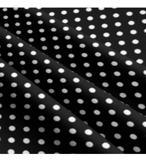 Children's cotton fabrics, by the meter. Dot 10 mm, white on Black