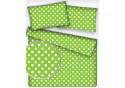 Dětské bavlněné látky vzor Puntík 10 mm bílý zelený podklad, metráž