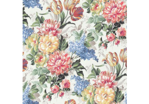 Velvet upholstery fabrics with print, Flowers on White